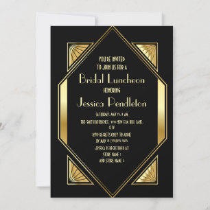 Invitation Mariage Black Gold Art Déco