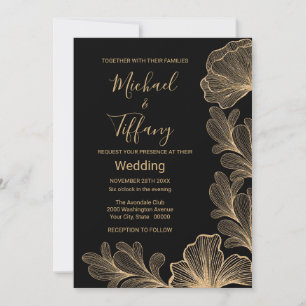 Invitation mariage Black Gold Romantic Filigree
