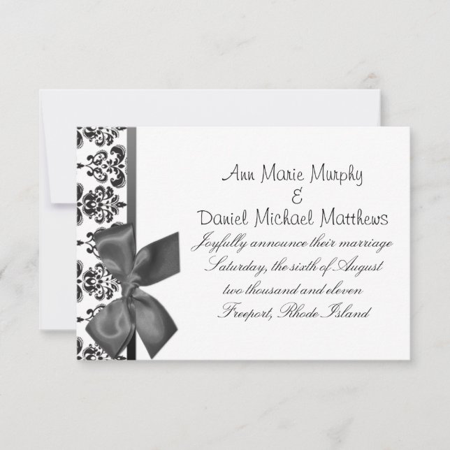 Invitation Mariage Black Satin Bow (Devant)