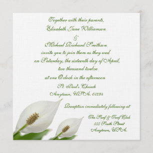 Invitation Mariage blanc aux fleurs de Calla Lily