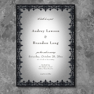 Invitation Mariage Blanc Bordure de Fer Gothique Victorien