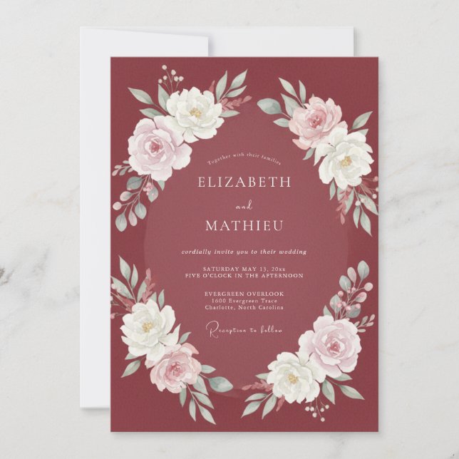 Invitation Mariage Blanc Bourgeon de Renoncule et Eucalyptus  (Devant)
