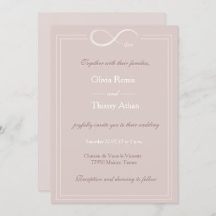 Invitation Mariage blanc brillant unique signe d'infini