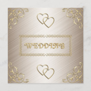 Invitation Mariage Blanc Cassé avec Bordures Dorée