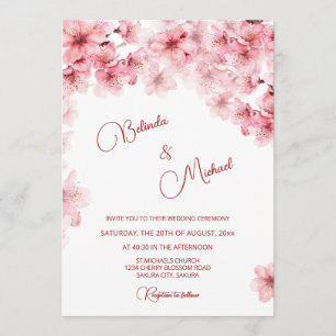Invitation Mariage Blanc Cerisier en Fleur