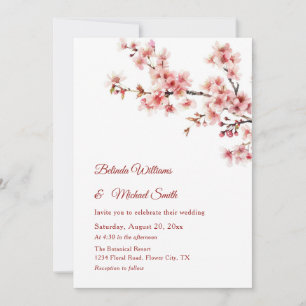 Invitation Mariage Blanc Cerisier Fleurissant