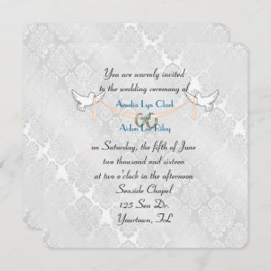 Invitation Mariage blanc Damask Shimmer