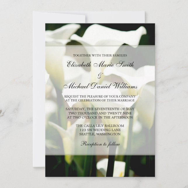 Invitation Mariage blanc de Calla Lily (Devant)