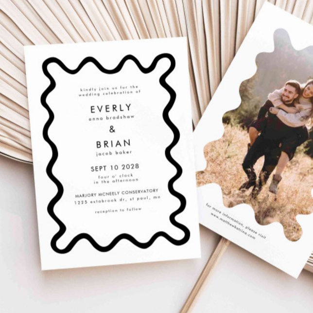 Invitation Mariage blanc de ligne à main ironique (Créateur téléchargé)