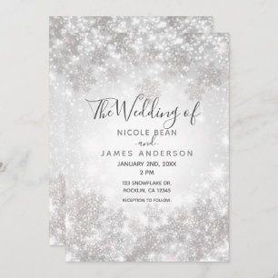 Invitation Mariage blanc du pays des merveilles d'hiver de
