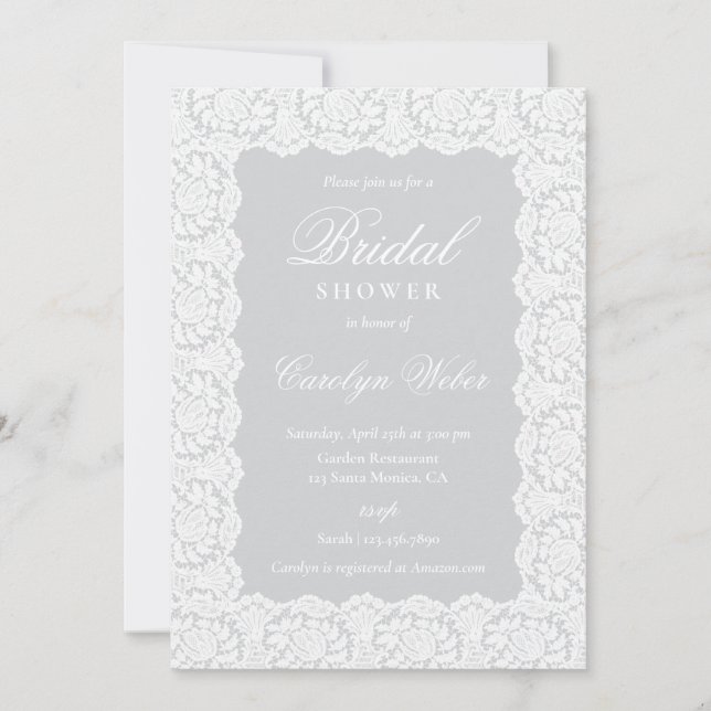 Invitation Mariage Blanc en Dentelle (Devant)