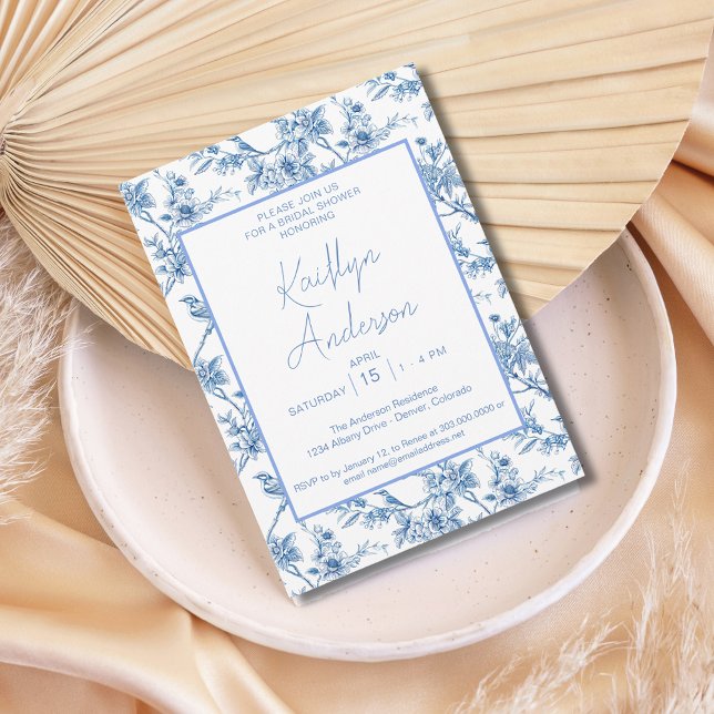 Invitation Mariage Blanc et Bleu de Style Chinois (Créateur téléchargé)