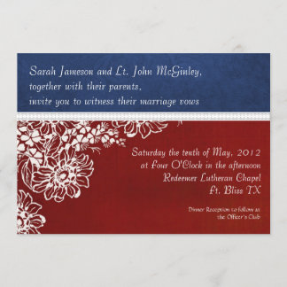 Invitation Mariage blanc et bleu rouge militaire patriotique