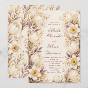 Invitation Mariage Blanc et Champagne
