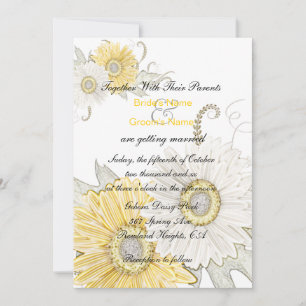 Invitation Mariage blanc et jaune de la marguerite de l'autru