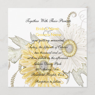 Invitation Mariage blanc et jaune de la marguerite de l'autru