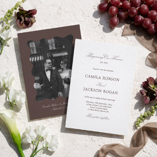 Invitation Mariage Blanc et Marron