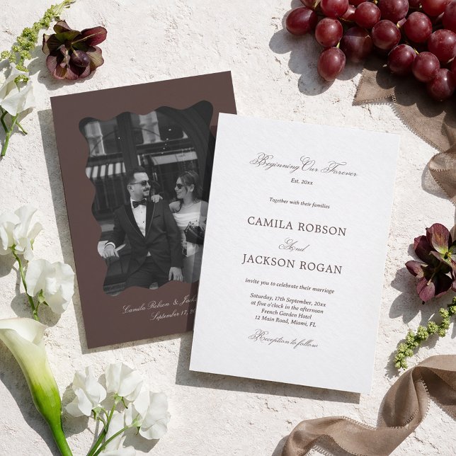 Invitation Mariage Blanc et Marron (Créateur téléchargé)
