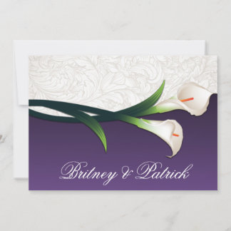 Invitation Mariage blanc et mauve Calla Lily