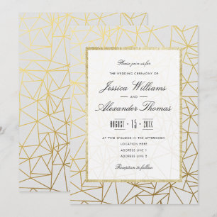 Invitation Mariage blanc et or classique