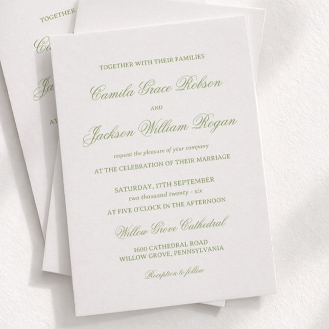 Invitation Mariage Blanc et Vert (Créateur téléchargé)