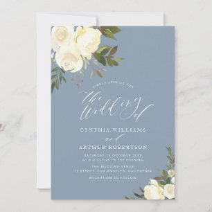 Invitation mariage blanc fleuri et verdoyant