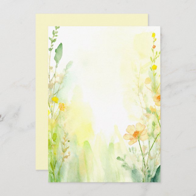 Invitation Mariage blanc fleuri orange et jaune (Devant / Derrière)