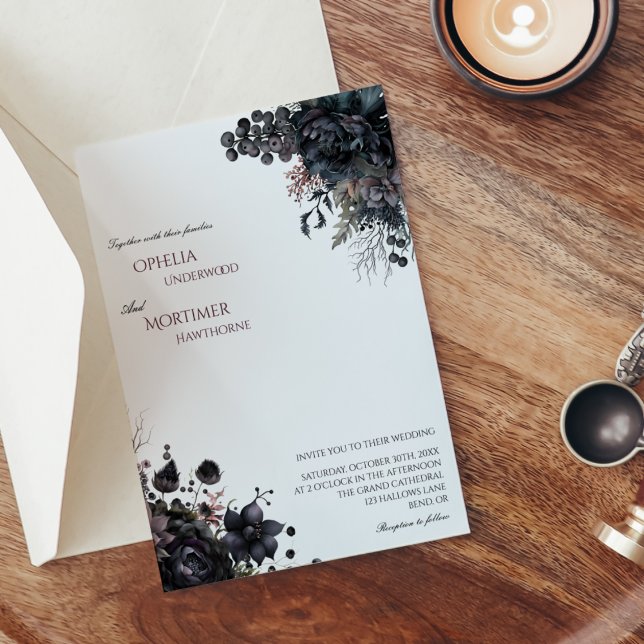 Invitation Mariage blanc foncé gothique (Créateur téléchargé)