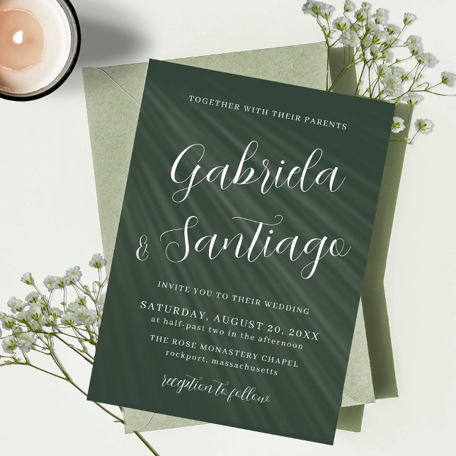 Invitation Mariage blanc foncé Simple Script (Créateur téléchargé)