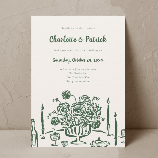 Invitation Mariage blanc funky dessiné à la main (Créateur téléchargé)