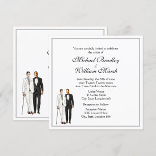 Invitation Mariage blanc Gay Groom et Groom simple et élégant