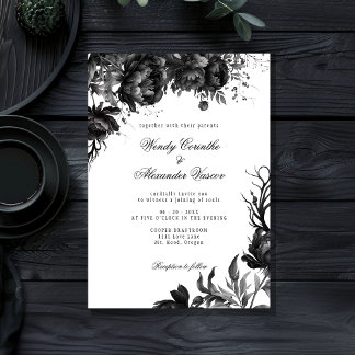 Invitation Mariage blanc gothique classique