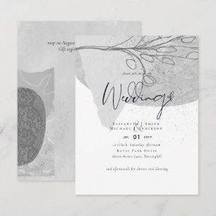 Invitation Mariage blanc gris Abstrait Inviter Budget faible