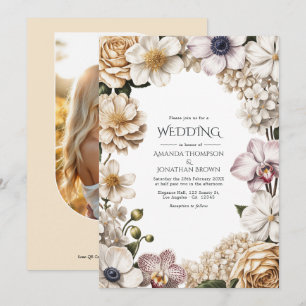 Invitation Mariage Blanc, Ivoire et Champagne