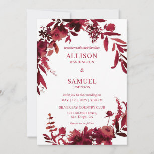 Invitation Mariage blanc marron rouge