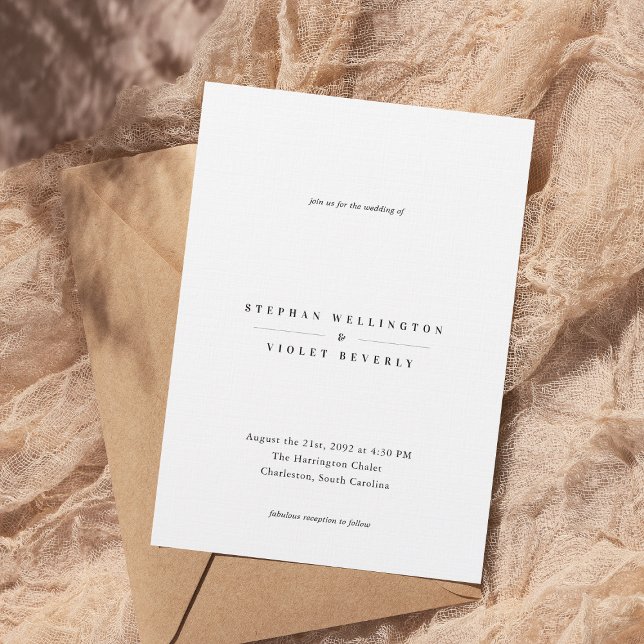 Invitation Mariage blanc minimaliste contemporain (Créateur téléchargé)