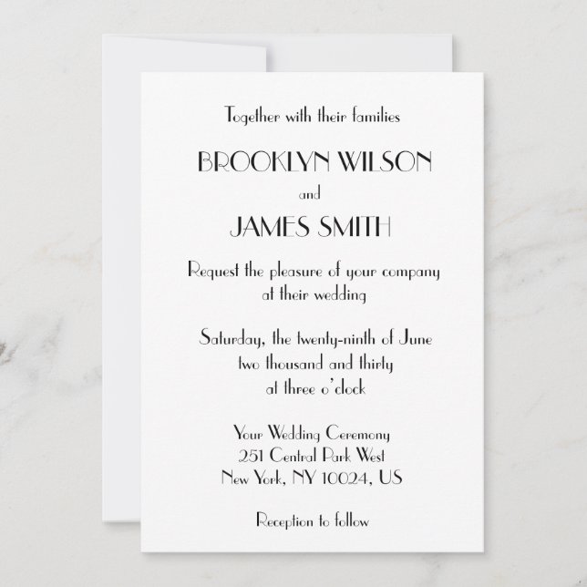 Invitation Mariage blanc minimaliste Déco (Devant)