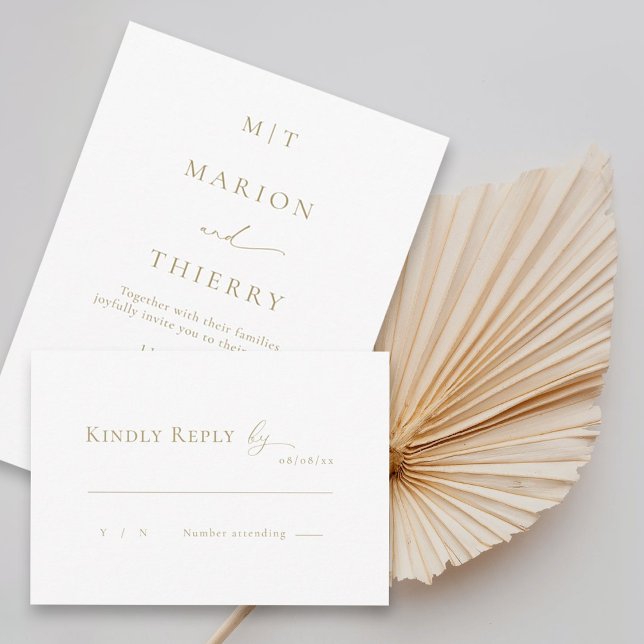 Invitation Mariage blanc minimaliste moderne RSVP (Créateur téléchargé)