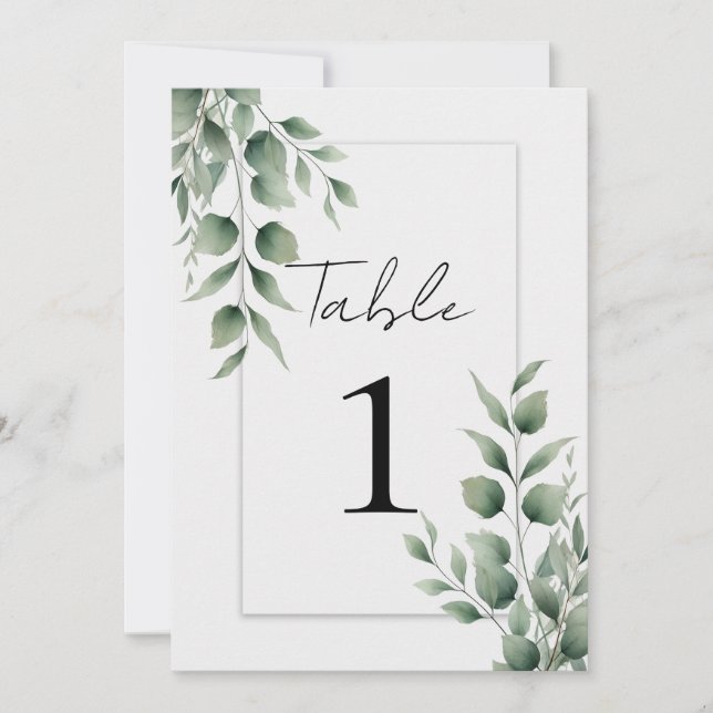 Invitation Mariage Blanc Moderne avec Feuillage Minimal (Devant)