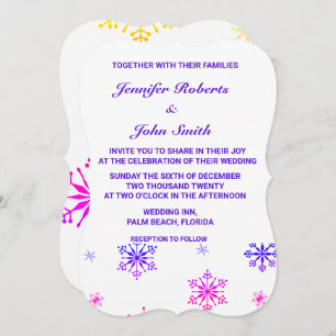 Invitation Mariage blanc Motif aux couleurs uniques