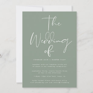 Invitation Mariage blanc neutre moderne Sage Green