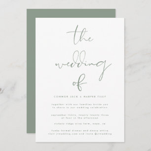 Invitation Mariage blanc neutre moderne Sage Green