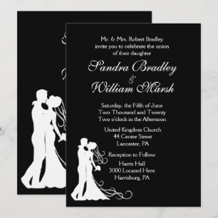 Invitation Mariage blanc noir marié et marié