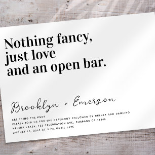 Invitation Mariage Blanc Noir Typographie Drôle