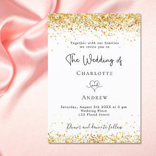 Invitation Mariage blanc or parties scintillant script luxe
