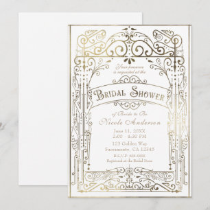Invitation Mariage Blanc & Or Vintage Glamour Victorien