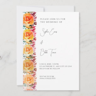 Invitation Mariage blanc Orange Ombre Rose