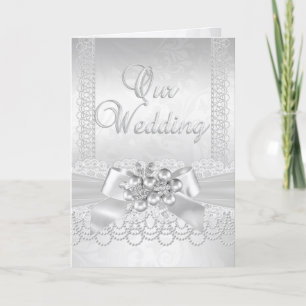 Invitation Mariage Blanc Perle Broderie Dentelle Diamant