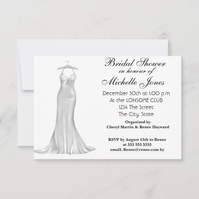 Invitation Mariage Blanc Populaire Fête de Mariée Blanche (Devant)