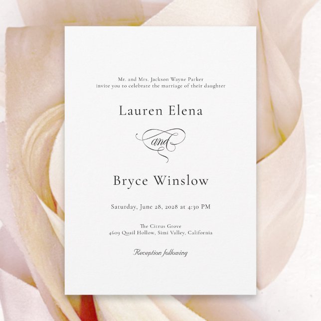 Invitation Mariage blanc simple et élégant (Créateur téléchargé)